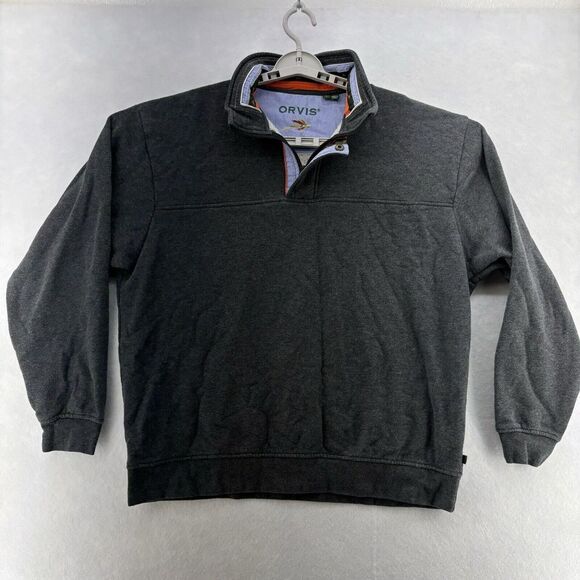 Orvis Adult Large Gray 1/4 Zip PullOver Button Zipper Button Cover Jacket Arrow - Picture 1 of 13